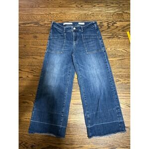 Pilcro and the Letterpress Anthropologie Wide Leg Crop Jeans Blue Sz 29 Boho